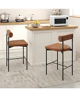 26" Upholstered Bar Stools Set of with Padded Cushion & Backrest Footrest