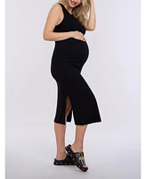 Women's Crew Neck Sleeveless Racerback Maternity Midi Dress - Motherhood