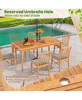 Person Outdoor Acacia Wood Dining Table with 1.96" Umbrella Hole Rectangular