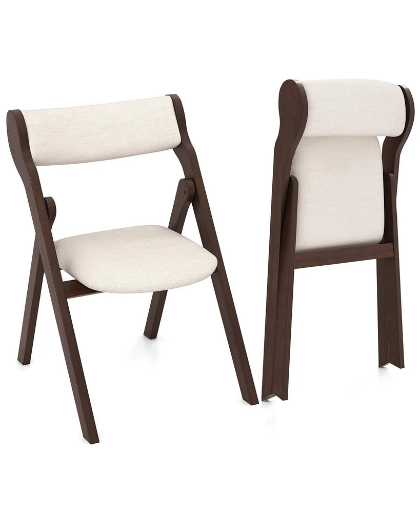 Set of 2 Folding Chairs with Comfy Padded Backrest and Seat