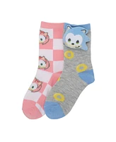 Sonic the Hedgehog Girls 3D Plush Sonic & Amy Head Youth 2-Pair Crew Socks