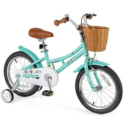 Kids Bike with Training Wheels Dual Brake System Safe Easy-to-Ride Bicycle for Young Riders