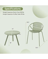 3 Pieces Bistro Set All Weather Pp Patio Conversation with Round Coffee table