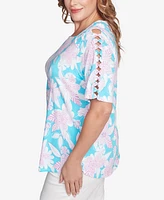 Ruby Rd. Plus Floral Oasis Square Neck T-Shirt