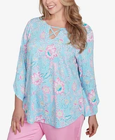 Ruby Rd. Plus Floral Puff Print Top