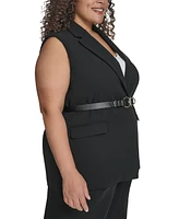 Dkny Plus Belted Notched-Collar Crepe Vest