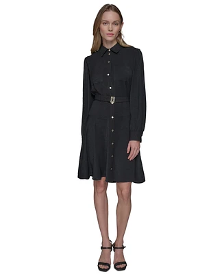 Karl Lagerfeld Paris Women's Belted Button-Front Dress