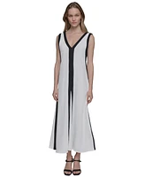 Karl Lagerfeld Paris Women's V-Neck Sleeveless Dress