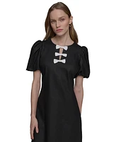 Karl Lagerfeld Paris Women's Bow-Trim A-Line Dress