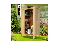 Outdoor Storage Cabinet with Roof and 3 Shelves Durable and Weather-Resistant Garden Organizer