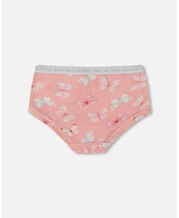 Girl Printed Cotton Boyshort Panty Pink And Blue Butterflies On Old - Toddler|Child