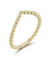 Rachel Zoe Fine Jewelry 14K Gold Beaded V Ring