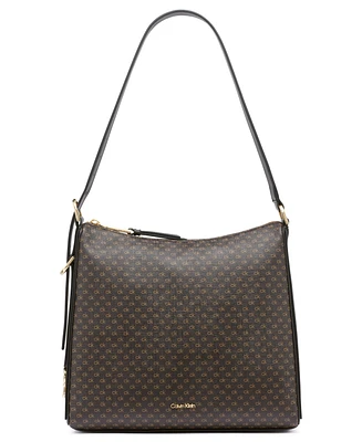 Calvin Klein Mandy Signature Top Zipper Shoulder Bag