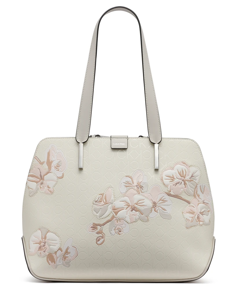Calvin Klein Audrey Floral Logo Emboss Tote