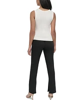 Dkny Petite Sleeveless Crewneck Mixed-Media Sweater