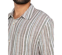 Liverpool Los Angeles Men's Relaxed Fit Short Sleeve Striped Button-Front Shirt