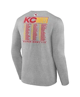 Fanatics Men's Heather Gray Kansas City Chiefs Super Bowl Lix Roster Long Sleeve T-Shirt