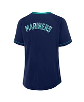 Fanatics Women's Navy Seattle Mariners League Diva Star Raglan V-Neck T-Shirt