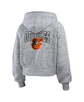 Wear by Erin Andrews Women's Heather Gray Baltimore Orioles Speckled Fleece Cropped Full-Zip Hoodie