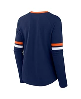 Fanatics Women's Navy Houston Astros Won Done Raglan Lace-Up Long Sleeve T-Shirt