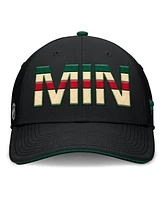 Fanatics Men's Black/Green Minnesota Wild Authentic Pro Rink Team Code Flex Hat