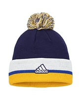 Adidas Men's Navy St. Louis Blues Team Stripe Cuffed Knit Hat with Pom