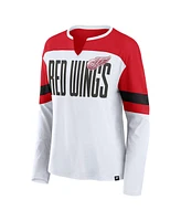 Fanatics Women's White/Red Detroit Red Wings Frozen Long Sleeve Notch Neck T-Shirt