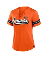 Fanatics Women's Orange Oregon State Beavers Fundamental Overtime Readiness Athena Lace-Up V-Neck T-Shirt