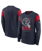 Nike Men's Heather Navy Houston Texans Rewind Playback Helmet Long Sleeve T-Shirt