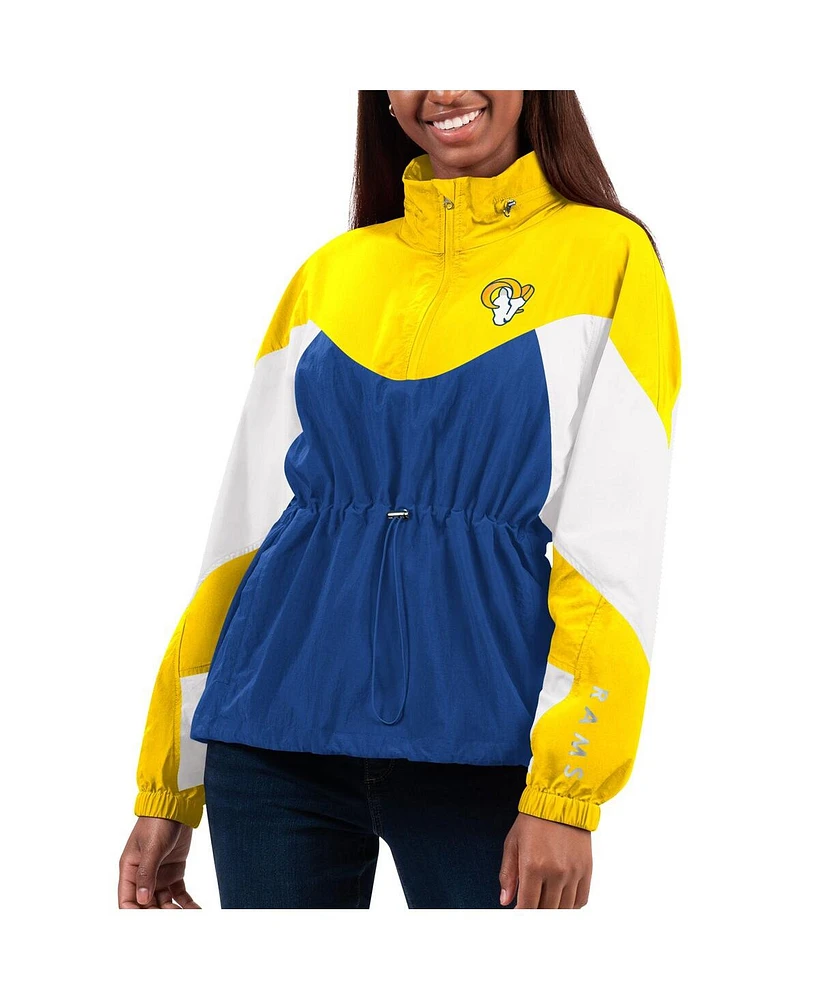 G-iii 4Her by Carl Banks Women's Royal/Gold Los Angeles Rams Tie Breaker Lightweight Quarter-Zip Jacket