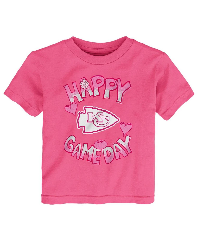 Outerstuff Baby Boys and Girls Pink Kansas City Chiefs Happy Gameday T-Shirt