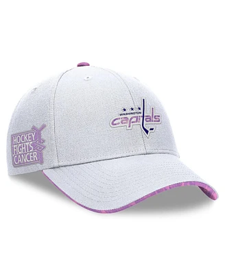 Fanatics Men's White Washington Capitals Authentic Pro Hockey Fights Cancer Adjustable Hat