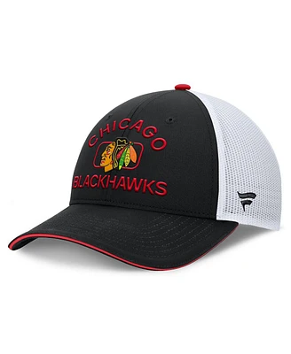 Fanatics Men's /White Chicago Blackhawks Authentic Pro Rink Trucker Hat