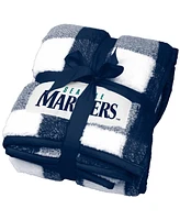 Logo Brands Seattle Mariners 50'' x 60'' Buffalo Check Frosty Fleece Blanket