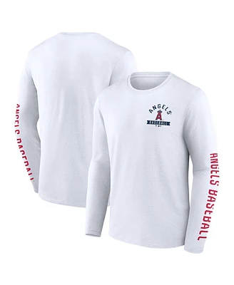 Fanatics Men's White Los Angeles Angels Press Box Long Sleeve T-Shirt