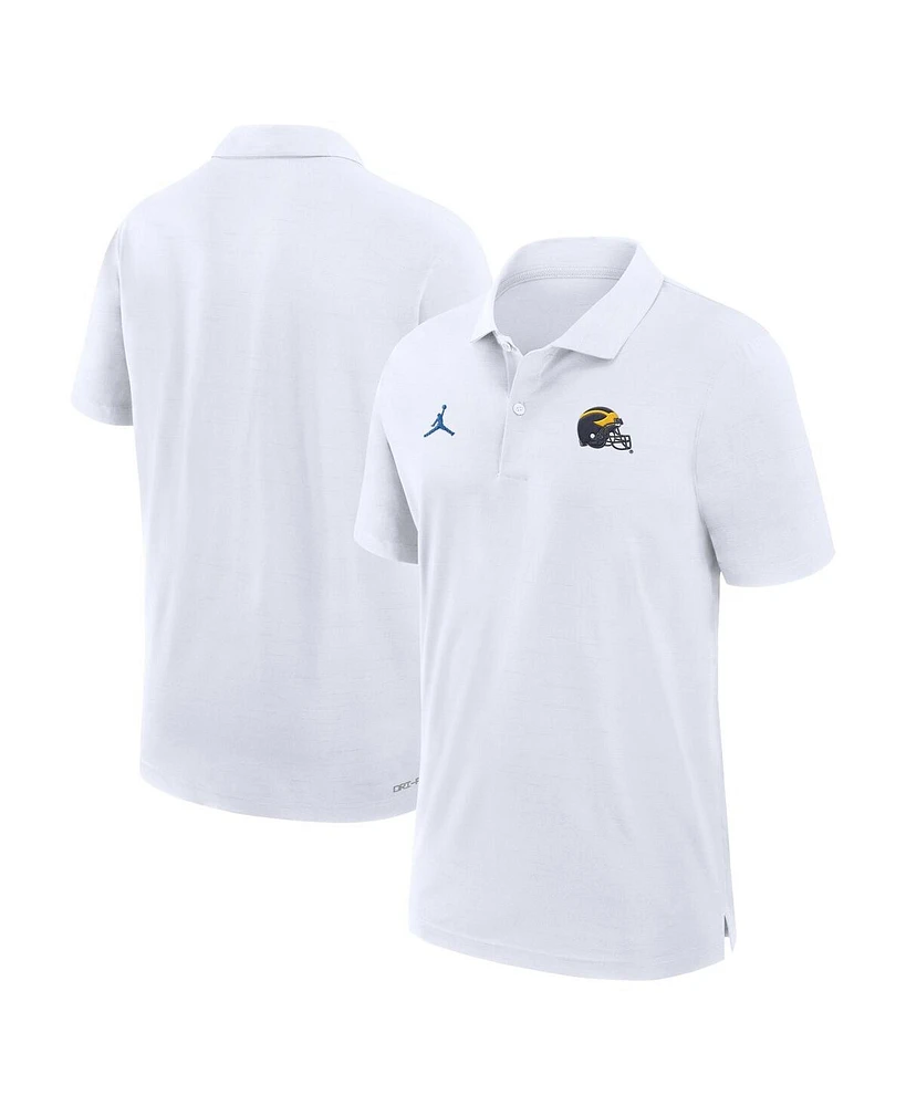 Jordan Men's White Michigan Wolverines 2024 Sideline Woven Performance Polo