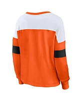 Fanatics Women's Orange Philadelphia Flyers Take the Shot Long Sleeve Lace-Up V-Neck T-Shirt