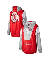 Mitchell & Ness Men's Scarlet Ohio State Buckeyes Highlight Reel Half-Zip Windbreaker