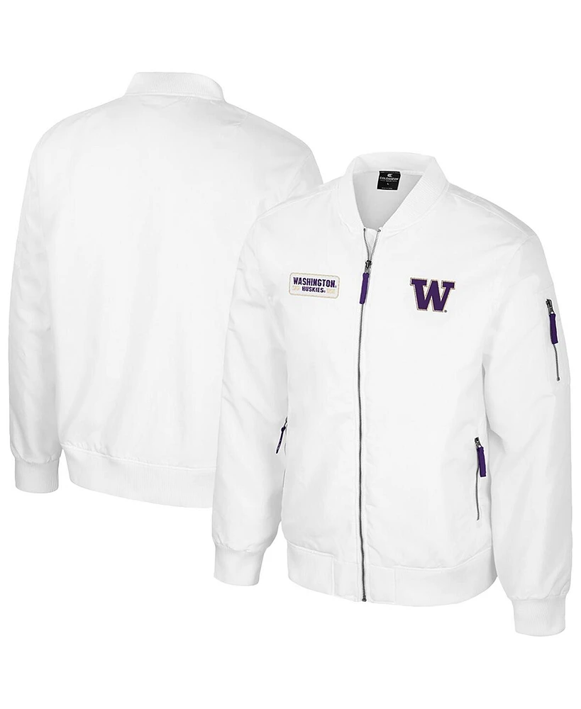 Colosseum Men's Washington Huskies White Rabbit Full-Zip Bomber Jacket