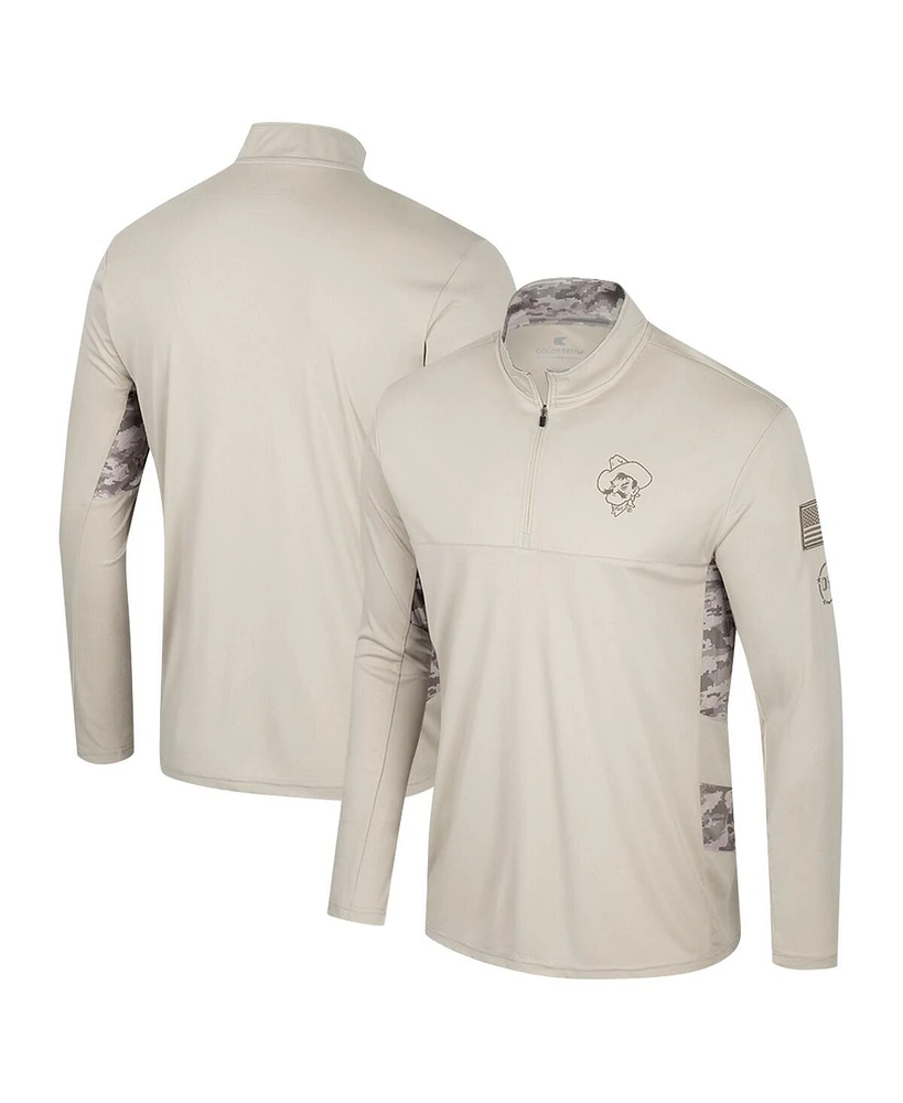 Colosseum Men's Natural Oklahoma State Cowboys Oht Military Appreciation Quarter-Zip Jacket