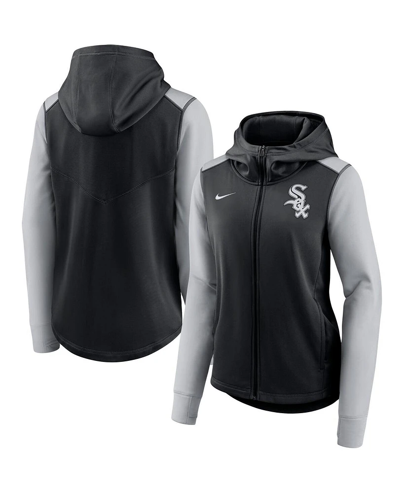 Nike Women's Black/Gray Chicago White Sox Authentic Collection Baseball Performance Full-Zip Hoodie