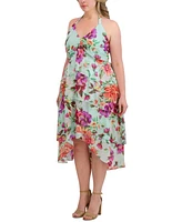 Siena Plus Size Tiered Floral-Print Chiffon Dress