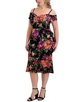 Siena Plus Floral-Print Lace Off-The-Shoulder Dress