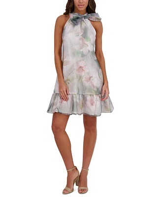 kensie Women's Printed Organza Bow-Tie Sheath Dress