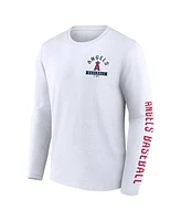 Fanatics Men's White Los Angeles Angels Press Box Long Sleeve T-Shirt