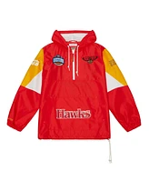 Mitchell & Ness Men's Red Atlanta Hawks Team Origins Anorak Quarter-Zip Pullover Hoodie