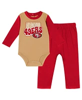 Outerstuff Baby Boys and Girls Scarlet San Francisco 49ers Double Up Long Sleeve Bodysuit Pants Set