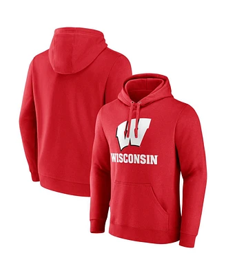 Fanatics Men's Red Wisconsin Badgers Team Lockup Pullover Hoodie