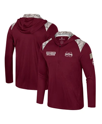 Colosseum Men's Maroon Mississippi State Bulldogs Oht Military Appreciation Quarter-Zip Hoodie Jacket