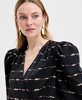 I.n.c. International Concepts Women's Printed Puff-Sleeve Blouse, Exclusively at Macy's